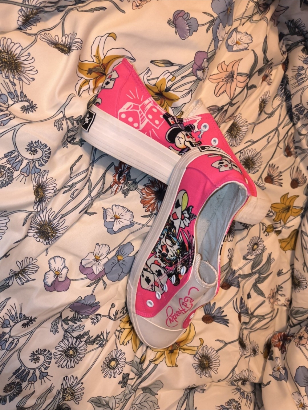 Ed Hardy Hot Pink Graphic Low-Top Sneakers